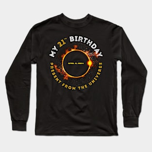 Solar Eclipse 2024 21th Birthday Present April 4 Totality Long Sleeve T-Shirt